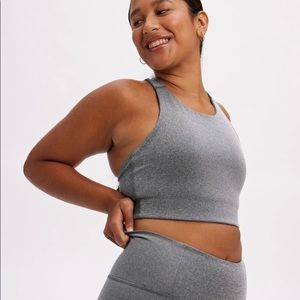 Girlfriend collective heather gravel heather Milo racerback bra